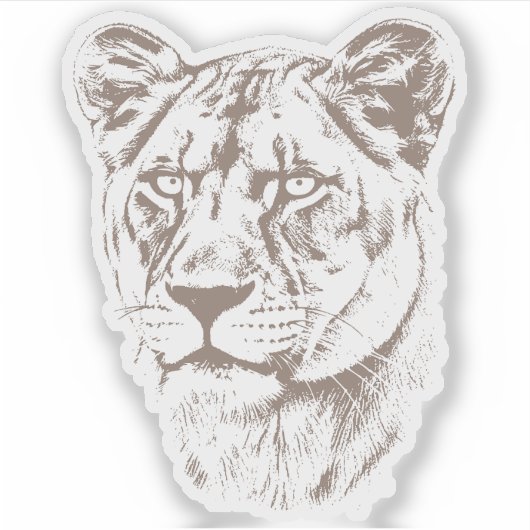 Lioness Illustration Sticker (Voorkant)