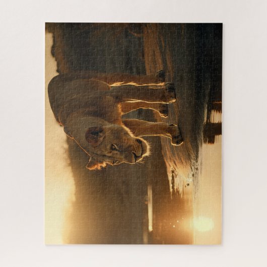 Lioness neemt een pauze in Sunset Jigzaag Puzzle Legpuzzel (Verticaal)