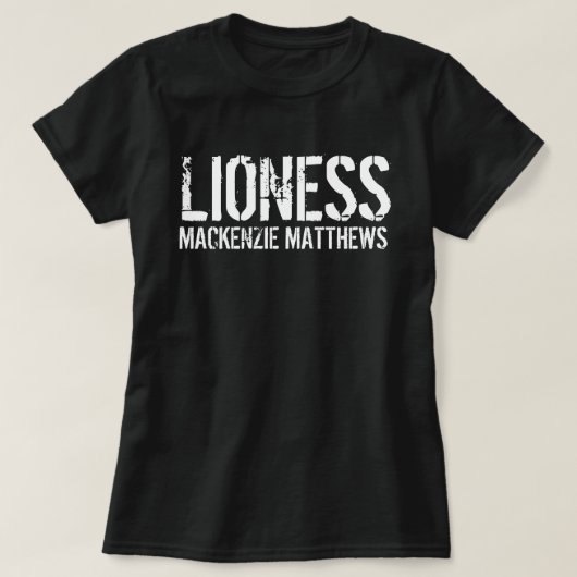 Lioness Personalized Name Black and White Women's T-shirt (Design voorkant)