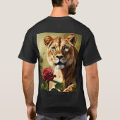 Lioness & Rose Realism Tattoo Design T-shirt (Dos)