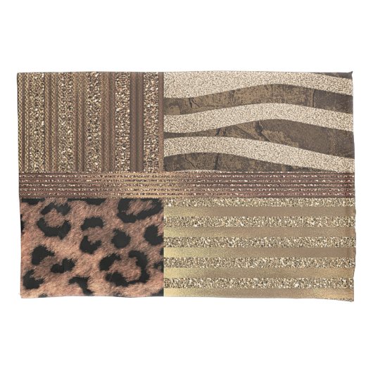 Lioness Safari Chic Oerwoud Gold Modern Sparkle Kussensloop (Voorkant)