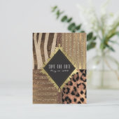 Lioness Safari Oerwoud Glam Modern Bewaar de datum Aankondigingskaart (Staand voorkant)