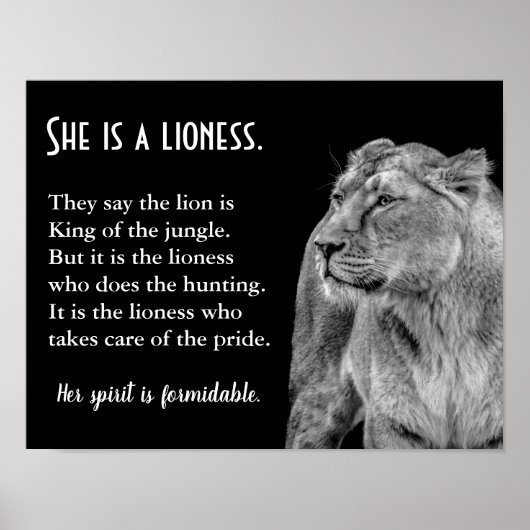 Lioness Thormed Inspirerend Poetry Poster (Voorkant)