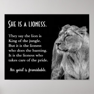 Lioness Thormed Inspirerend Poetry Poster