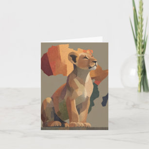 Lionesse géométrique en mosaïque avec carte de l'A