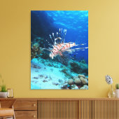 Lionfish of Pterois Miles, Ocean Reef Fish Canvas Afdruk (Insitu (Woonkamer))