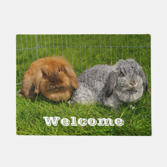 Lionhead Holland Mini Lop Bunny Rabbit Deurmat (Voorkant)