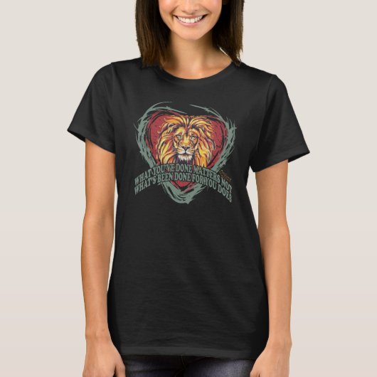 Lionheart Aanmoediging, Leeuwen Hoofd op Hart T-shirt (Voorkant)