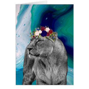 Lionne Lion Animal Fille Couronne de Fleurs Coloré