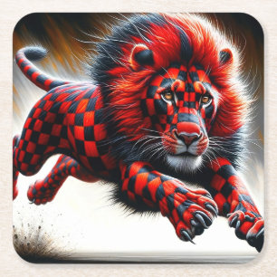 Lionontwerp Vierkante Kartonnen Onderzetter