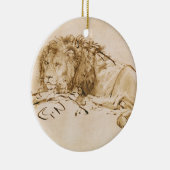 Lionrust (pen en inkt op papier) keramisch ornament (Rechts)