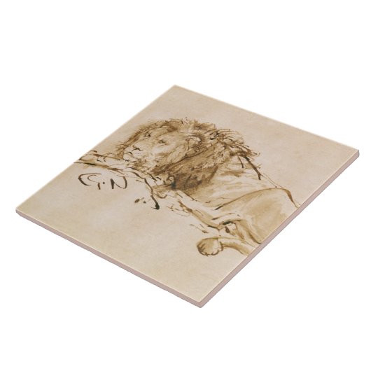 Lionrust (pen en inkt op papier) tegeltje (Zijkant)