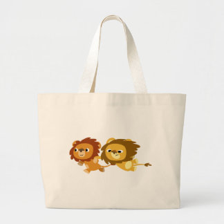 Lions de caricature mignonnes dans un sac à dos
