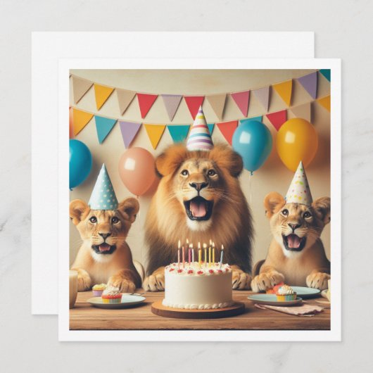 Lions fêter, Lions invitation anniversaire (Devant / Derrière)