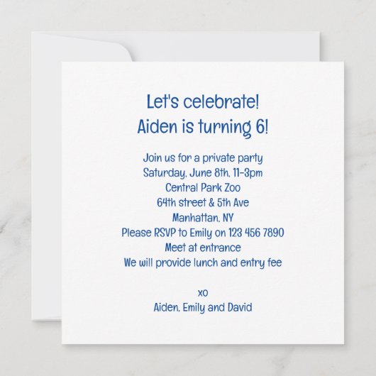 Lions fêter, Lions invitation anniversaire (Dos)