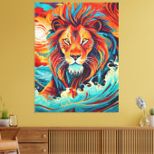 Lion's Fire Dance Canvas Afdruk (Insitu (Woonkamer))