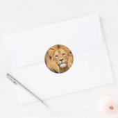 Lions Head Ronde Sticker (Envelop)