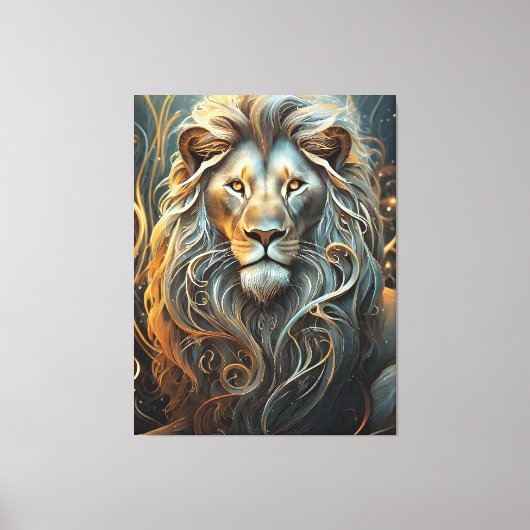 Lion's Luminary: Etherische lichte canvasprint Canvas Afdruk (Voorkant)