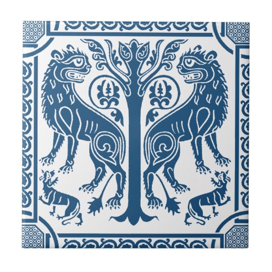 Lions médiévaux et carreaux en céramique (Devant)