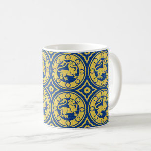 Lions médiévaux jaunes et bleus Mug