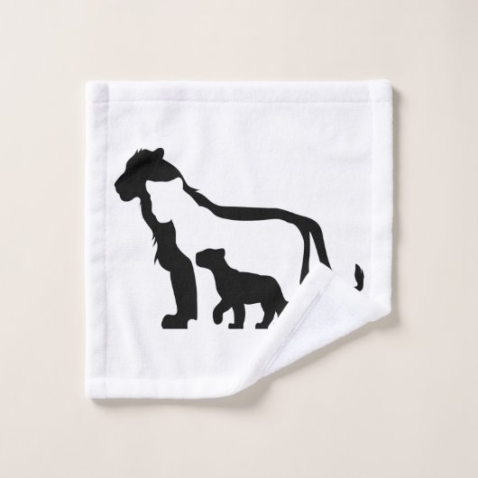 Lions noirs et blancs (Gant de toilette)
