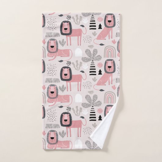 Lions noirs rose Boho Rainbows moderne (Serviette à main)