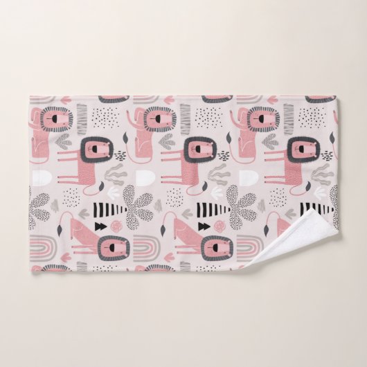 Lions noirs rose Boho Rainbows moderne (Serviette à main)