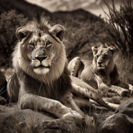 Lion's Rest - Black and White Jigzaag Puzzle Legpuzzel