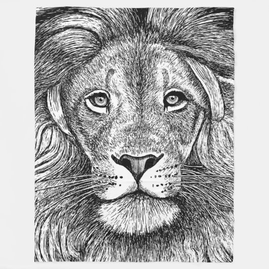 Liontekening Fleece Deken (Voorkant)