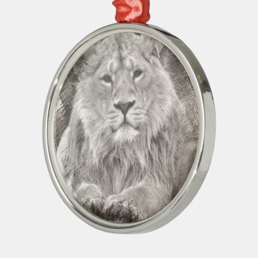 Liontekening Metalen Ornament (Links)