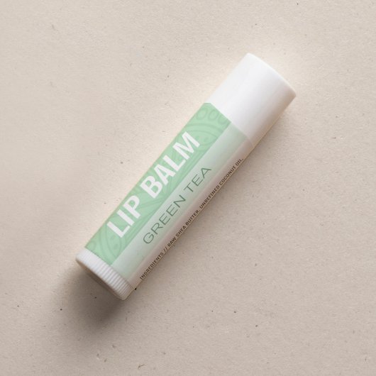 Lip Balm Label - Groene thee - 1,25-inch vierkant