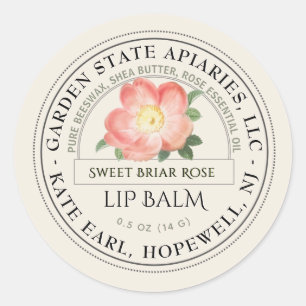 Lip Balm Label met Old World-Roos op ivoor