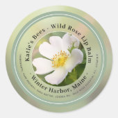 Lip Balm Label met Wild Roos op Sage Background (Voorkant)