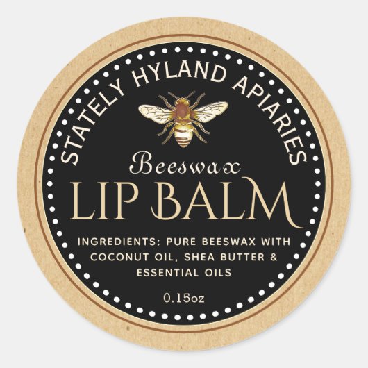 Lip Balm Mini Label Kraft op zwart (Voorkant)