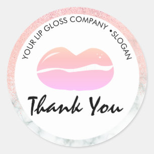 Lip Gloss Business Logo Marble Glitter Ronde Sticker