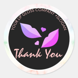 Lip Gloss Zakelijk Logo Marmer Regenboog Ronde Sticker