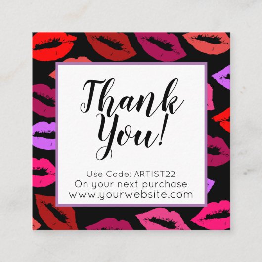 Lip Pattern Dank u Vierkante Visitekaartje (Voorkant)