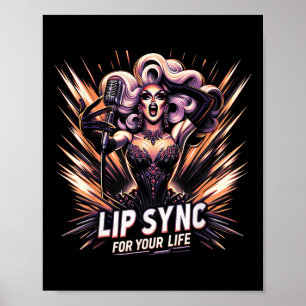 Lip Sync voor je leven Drag Queen Grappig Graphic Poster