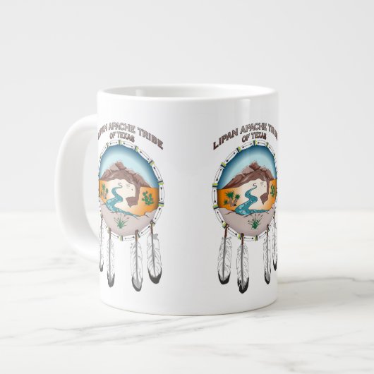 Lipan Apache Tribe 20 oz White Jumbo Mok (Voorkant links)