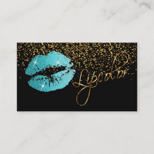 Lipcolor met Gold Confetti & Blauwgroen Lips Visitekaartje
