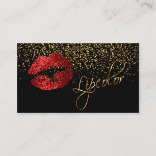 Lipcolor met Gouden Confettien & Rode Lippen Visitekaartje
