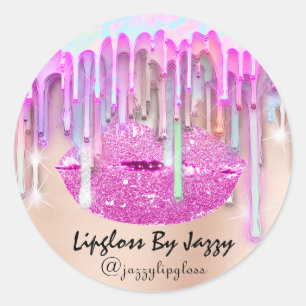 Lipgloss Makeup druppelt de roze druppels in de ve Ronde Sticker