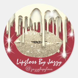 Lipgloss Makeup Gold Drivers Verpakking Rode Ruby Ronde Sticker