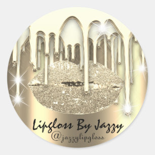 Lipgloss Makeup Golden Drips Packaging Spark Ronde Sticker