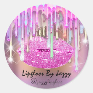Lipgloss Makeup pakt roze artistiek aan Ronde Sticker