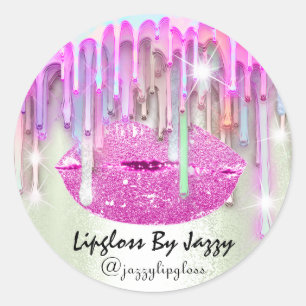 Lipgloss Makeup pakt roze Mint Green in Ronde Sticker