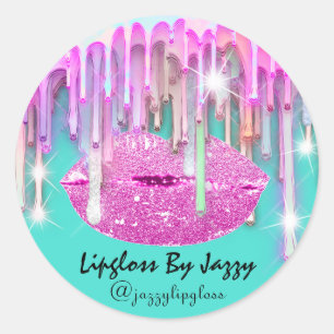 Lipgloss Makeup pakt roze Mint Green in Ronde Sticker