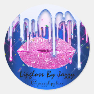 Lipgloss Makeup roze Bluei Drip Packaging Glam Ronde Sticker