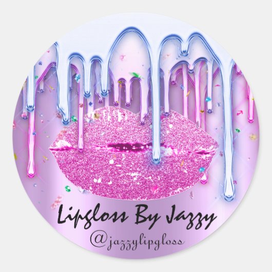 Lipgloss Makeup roze Bluei Drip Packaging Ronde Sticker (Voorkant)