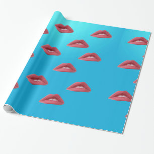 Lippen & Blauwe Achtergrond Cadeaupapier